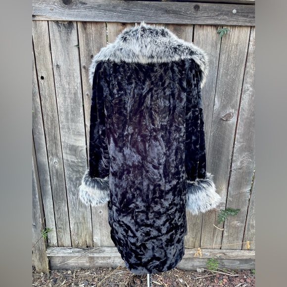 American Vintage Black and Gray Faux Fur Pea Coat - Picture 5 of 16